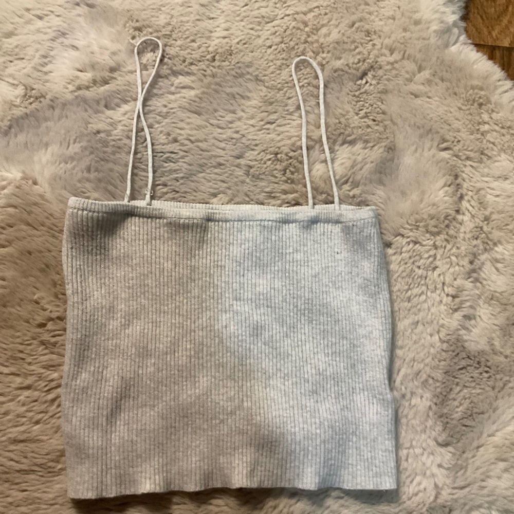 Brandy Melville Tank Size Small Gray Sweater Crop Spaghetti Strap
